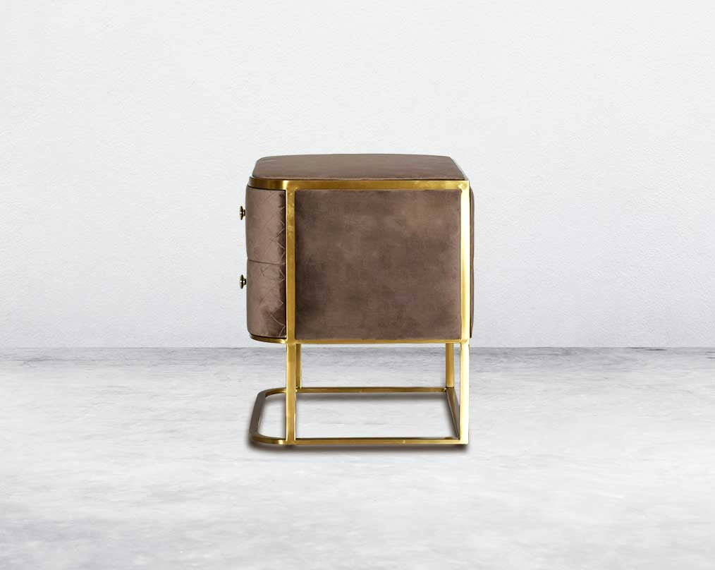 bedside table comes with 2 drawers, matt gold base side look