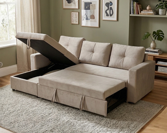 Eladio Fabric Sectional Sofa Cum Bed