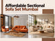 Affordable sectional sofa set in Mumbai featuring a modern orange sectional and a spacious beige L-shaped sofa in stylish contemporary living room interiors.