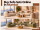 Buy sofa sets online in Mumbai featuring elegant cream and olive-green sofas in modern luxury living rooms with gold-accented coffee tables, stylish décor, and Mumbai skyline views.