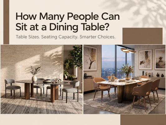 How many people can sit at a dining table, showing different dining table sizes and seating arrangements in modern dining spaces.