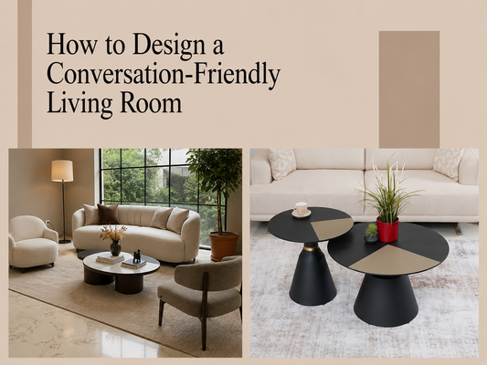 Conversation-friendly living room featuring luxury sofas, accent chairs, designer coffee tables, warm lighting, and elegant modern furniture.