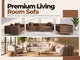Premium living room sofa featuring elegant brown and beige sofa sets in luxurious modern interiors with contemporary décor and stylish furniture.