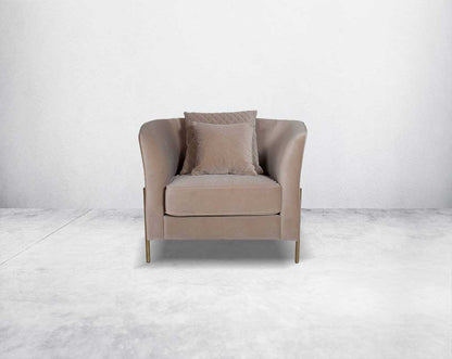 This 1  seater sofa set is an elegant statement piece with clean lines softened by subtle curves 1 cushions to compliment front view