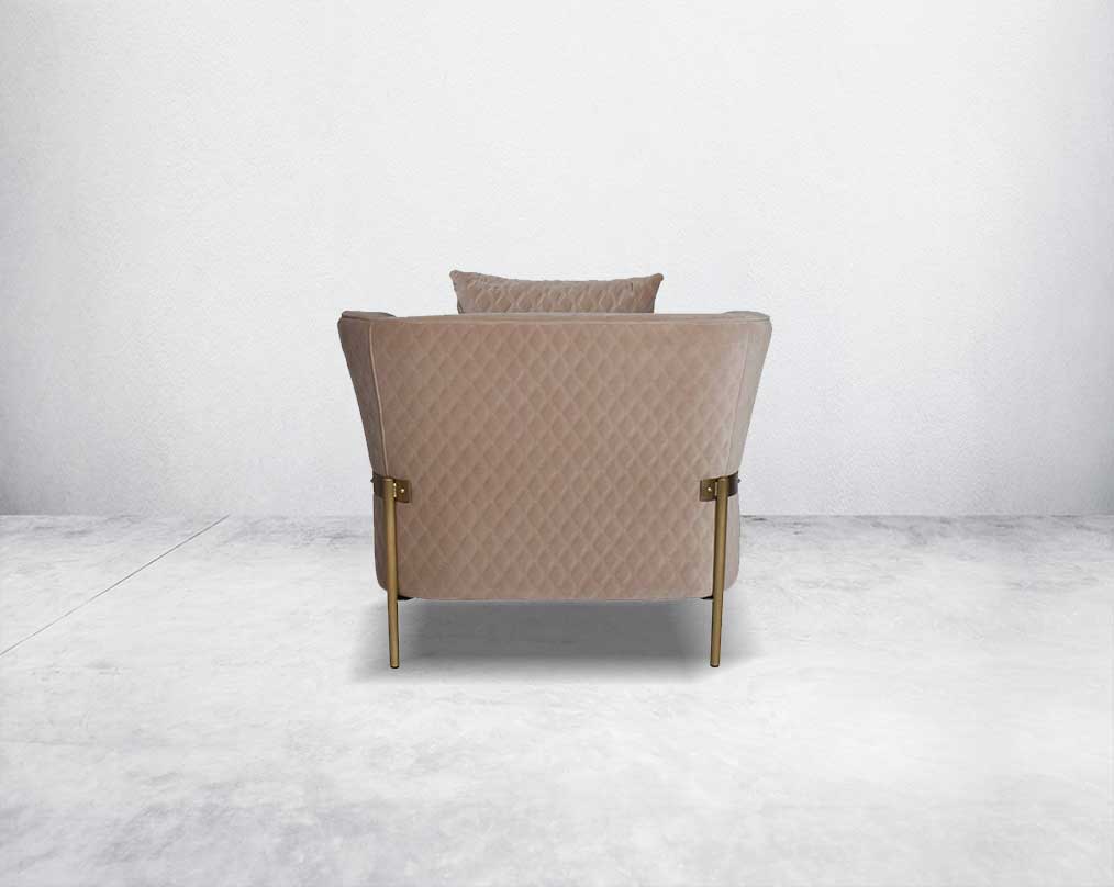 This 1  seater sofa set is an elegant statement piece with clean lines softened by subtle curves 1 cushions to compliment back view