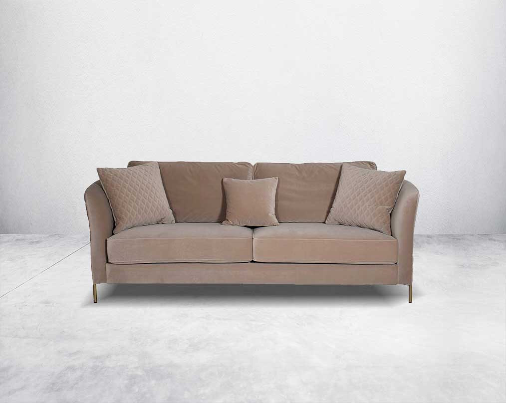 This 3 seater sofa set is an elegant statement piece with clean lines softened by subtle curves 3 cushions to compliment front view