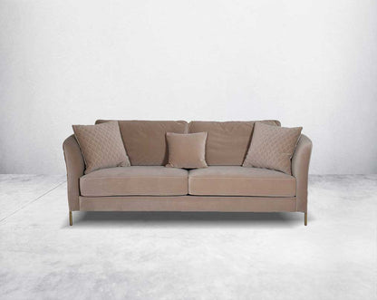 This 3 seater sofa set is an elegant statement piece with clean lines softened by subtle curves 3 cushions to compliment front view