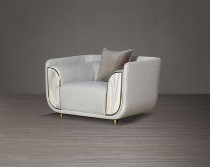 This 1 sofa set in high-quality fabric is an epitome of luxury, an astonishing piece of modern design side view