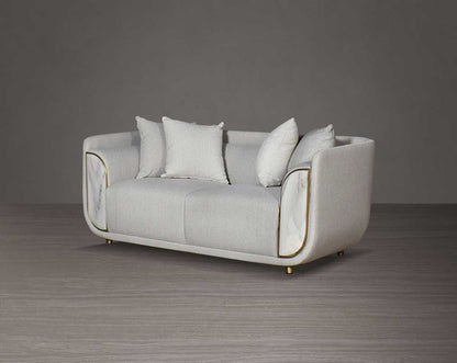 This 2 sofa set in high-quality fabric is an epitome of luxury, an astonishing piece of modern design side view