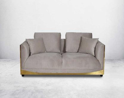 This 2 sofa set is an elegant statement piece with clean lines softened by subtle curves.