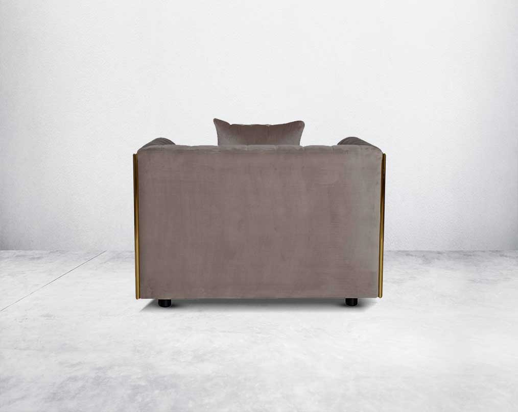 This gorgeous neo-classic 1  seater sofa set is upholstered in velvet fabric and comes with 1 beautiful cushions to compliment back  view