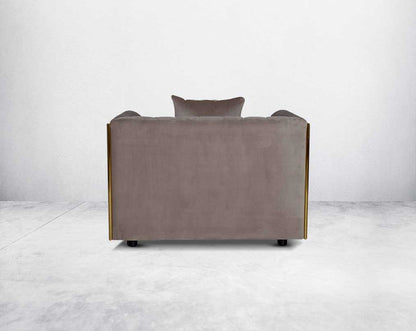 This gorgeous neo-classic 1  seater sofa set is upholstered in velvet fabric and comes with 1 beautiful cushions to compliment back  view