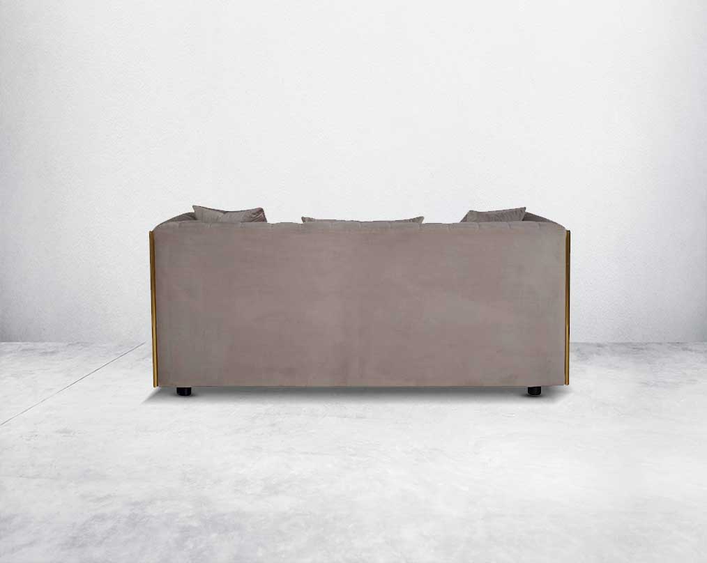 This gorgeous neo-classic 2  seater sofa set is upholstered in velvet fabric and comes with 3 beautiful cushions to compliment back  view