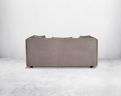 This gorgeous neo-classic 2  seater sofa set is upholstered in velvet fabric and comes with 3 beautiful cushions to compliment back  view