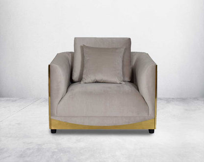 This 1 sofa set is an elegant statement piece with clean lines softened by subtle curves.