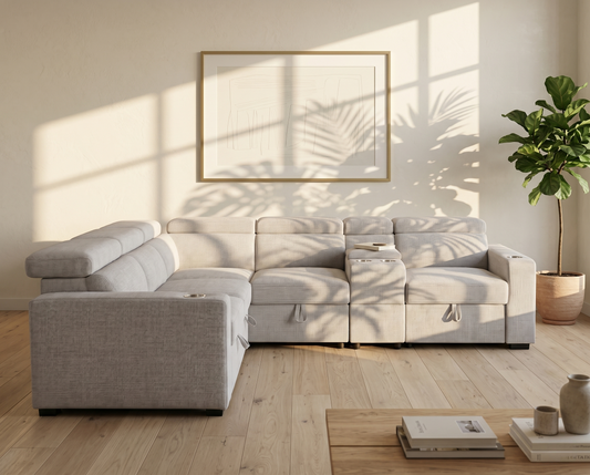 Basilio Fabric Sectional Sofa Cum Bed