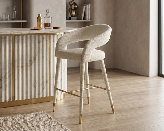 Aria Fabric Gold Bar Stool
