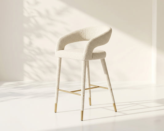 Aria Fabric Gold Bar Stool