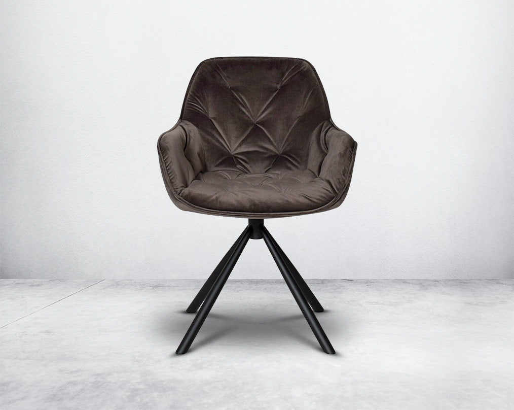 This soft, cushioned dining chair front with features an extraordinary contemporary design with tufted back and cushioned seat with metal legs.It is upholstered in velvet fabric which will certainly elevate the style of your space.