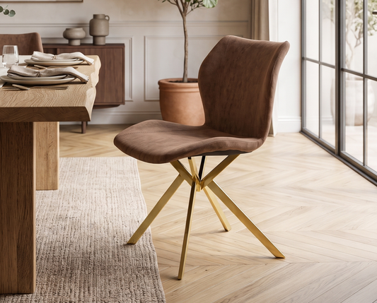 Adalira Leatherette Gold Dining Chair