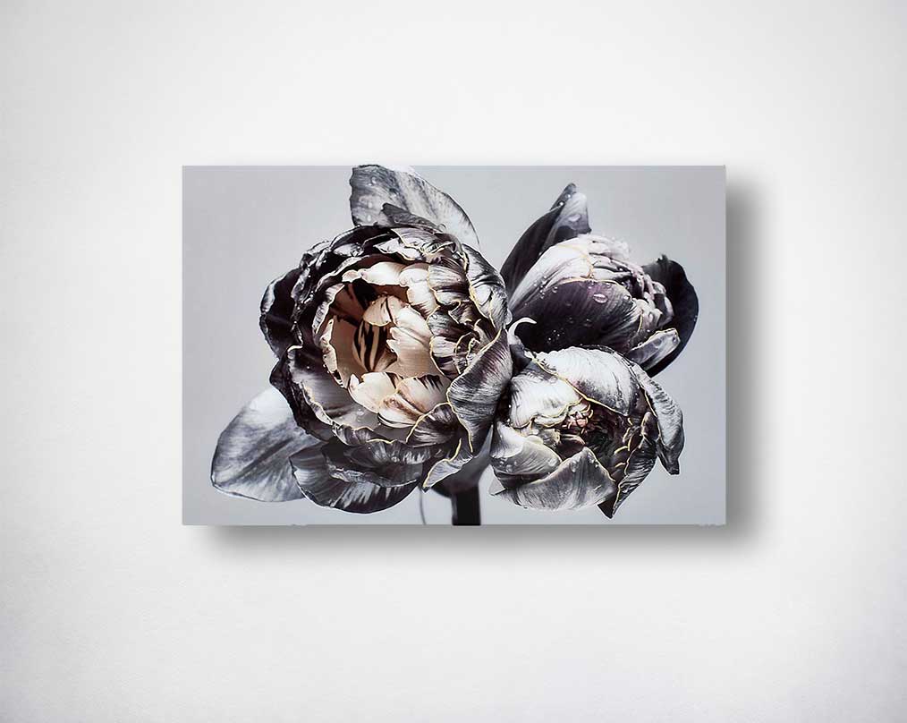 Tempered glass art with gold foil.