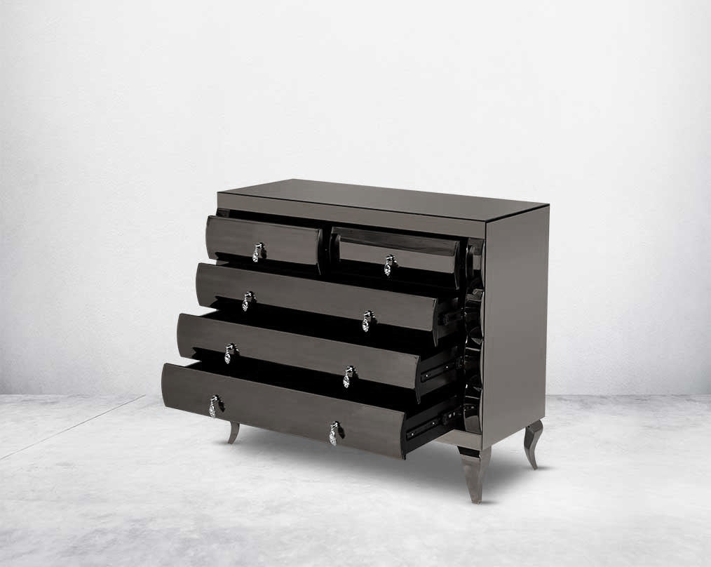Chest of open  drawers in a grey