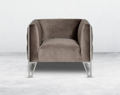 This 1 seater sofa set is the perfect addition to any living space looking to add a modern classic feel. Crafted beautifully with high polished stainless steel geometric legs and upholstered in luxurious velvet