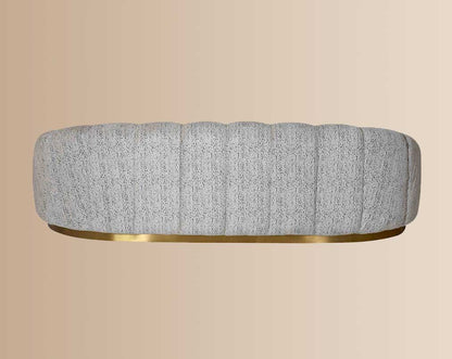 This 3 beautiful fabric sofa features vertical channel quilting with an outstanding design back view