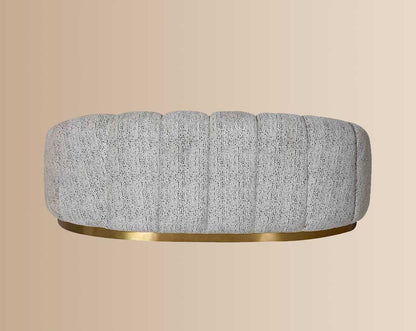 This 2 beautiful fabric sofa features vertical channel quilting with an outstanding design back view