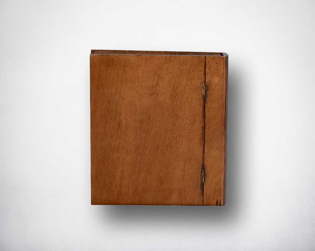 Table clock in  back antique matt brass and natural wood finish.