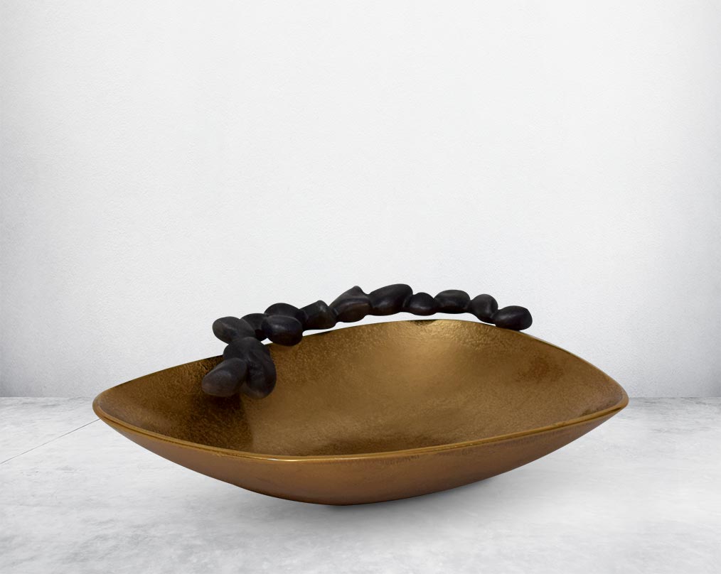 This aluminium platter finished in gold & grey brings a rich contemporary look to your living or dining room small