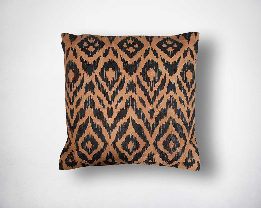 Leather cushion with rhombus print