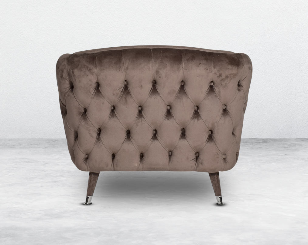 This 1 sofa set beautifully showcases the ancient craft of button tufting upholstery throughout the front along with the use of excellent quality fabric and comfortable seating for a sophisticated appeal.