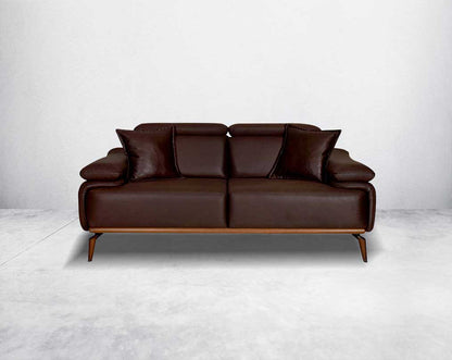 2 seater sofa upholstered in fabric in modern classic design front view