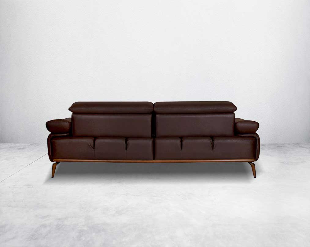 3 seater sofa upholstered in fabric in modern classic design back view