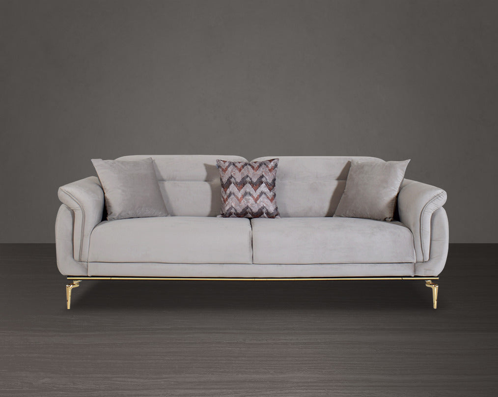 3 seater sofa upholstered in fabric with tufted back & sides in modern classic design. The backrest is reversible which creates more sitting space