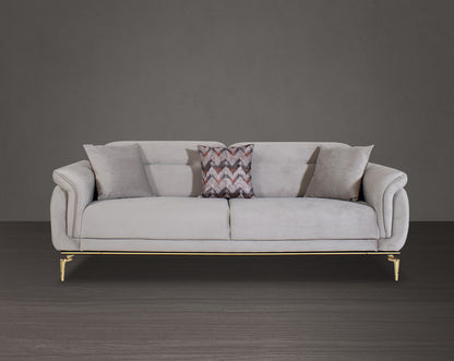 3 seater sofa upholstered in fabric with tufted back & sides in modern classic design. The backrest is reversible which creates more sitting space