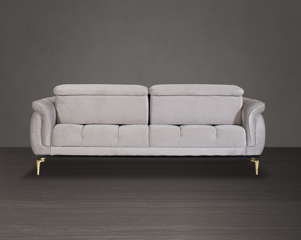 2 seater sofa upholstered in fabric with tufted back & sides in modern classic design. The backrest is reversible which creates more sitting space
