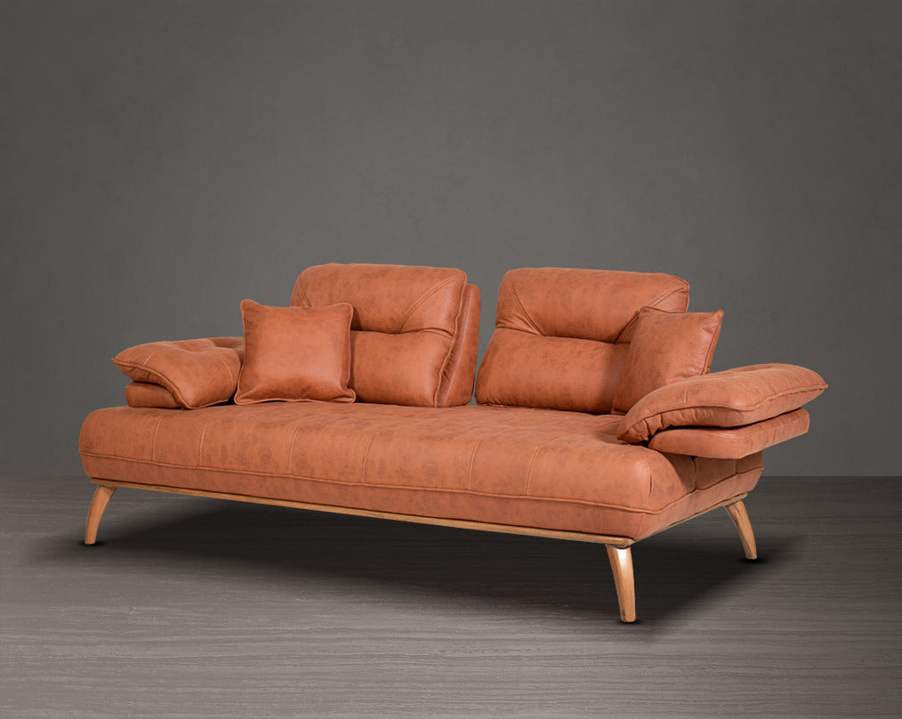 2 seater sofa upholstered in fabric in modern classic design with 2 cushions