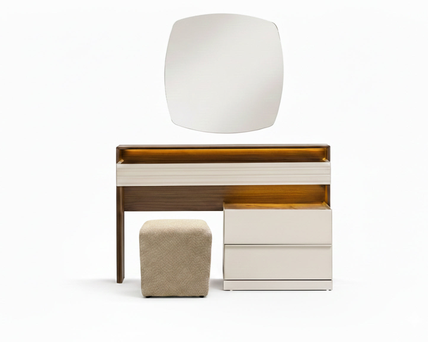 Cosmo Dresser With Mirror And Pouf Set