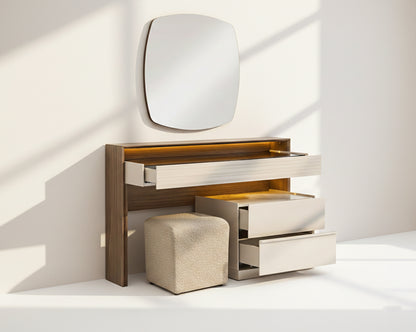 Cosmo Dresser With Mirror And Pouf Set