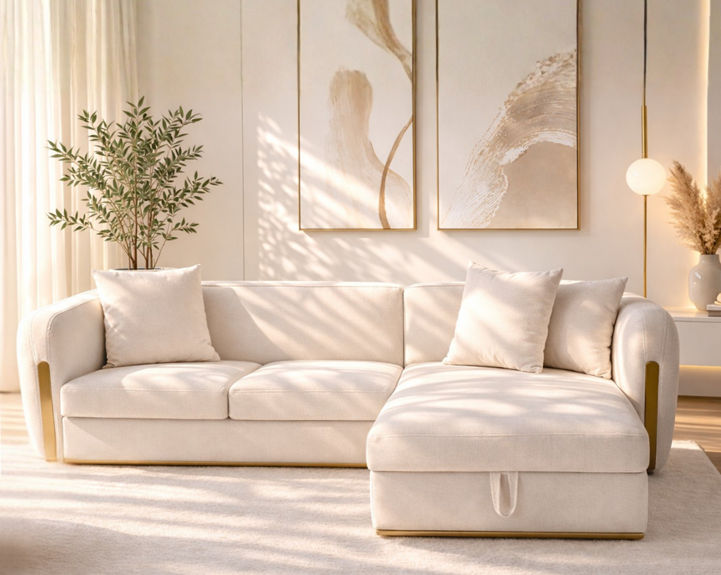 Armando Fabric Sectional Sofa Cum Bed