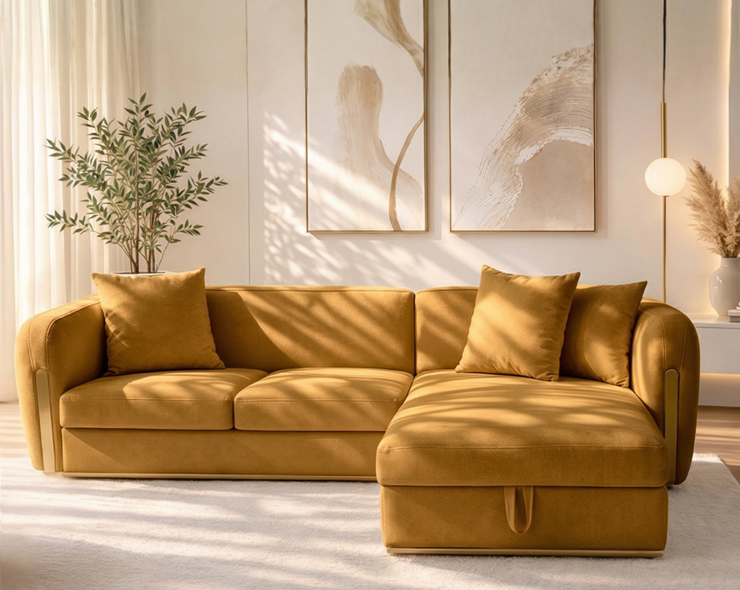 Armando Fabric Sectional Sofa Cum Bed
