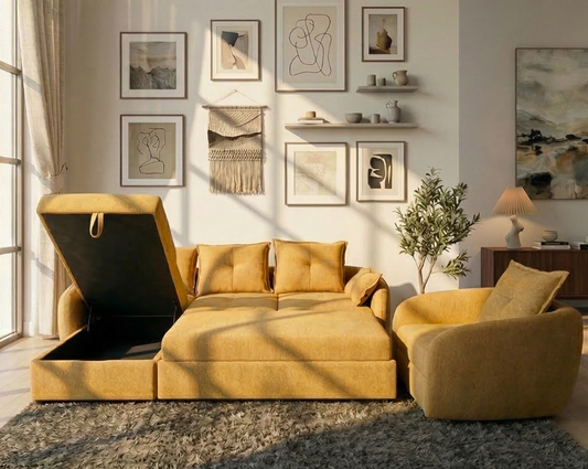 Camilo Fabric Sectional Sofa Cum Bed