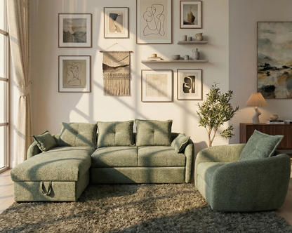 Camilo Fabric Sectional Sofa Cum Bed