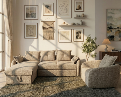 Camilo Fabric Sectional Sofa Cum Bed
