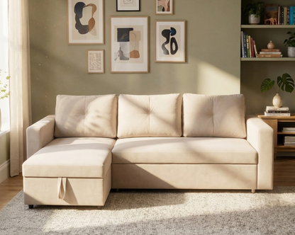 Eladio Fabric Sectional Sofa Cum Bed