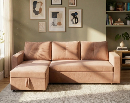 Eladio Fabric Sectional Sofa Cum Bed