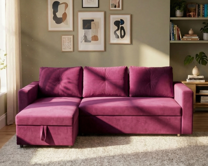 Eladio Fabric Sectional Sofa Cum Bed