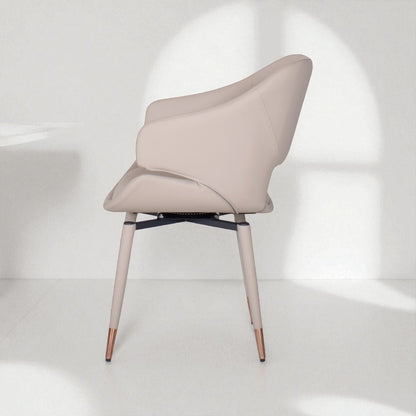 Modern beige chair with a white background